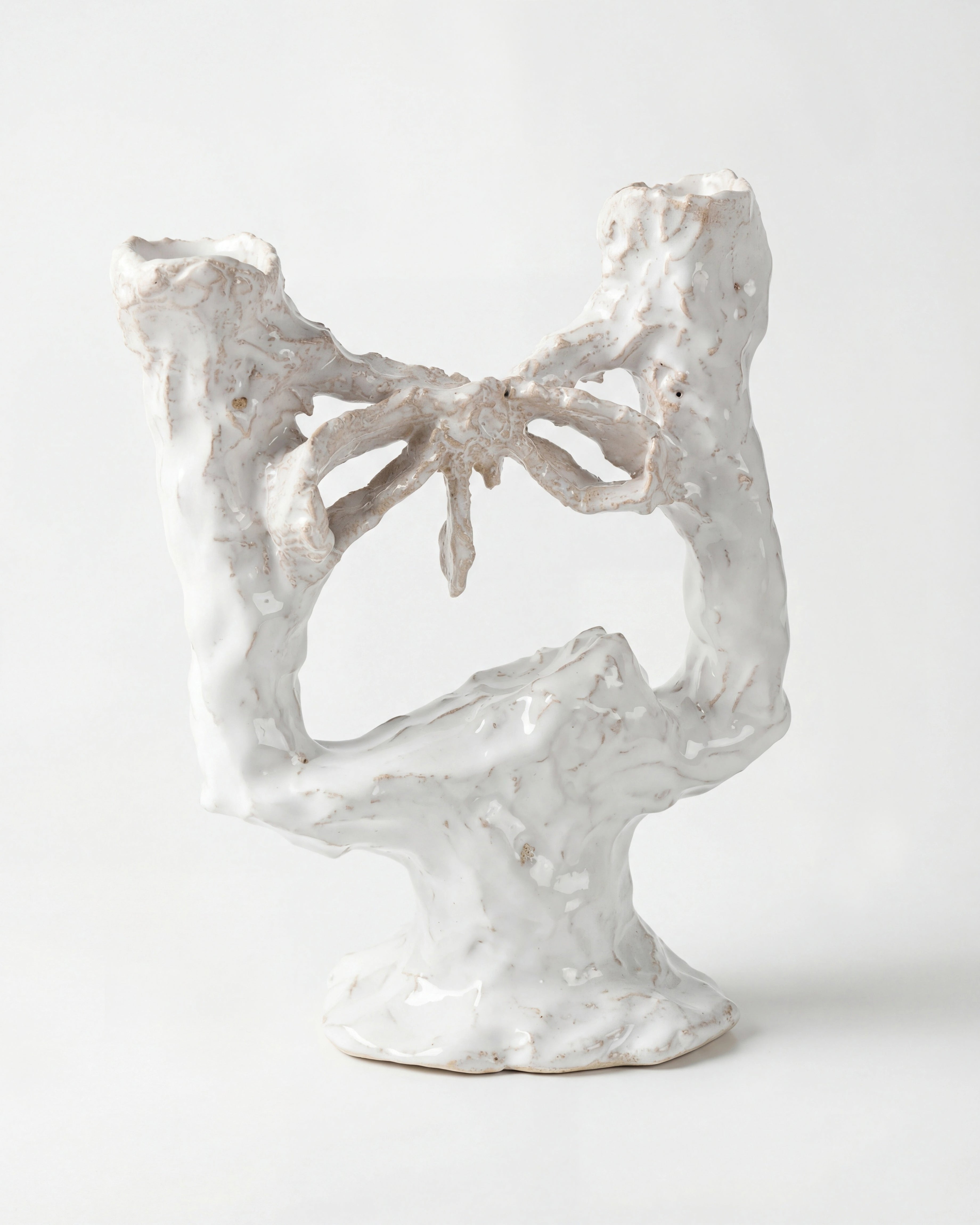 BOW Candleholder Candelabra Two Candles Ribbon Handmade